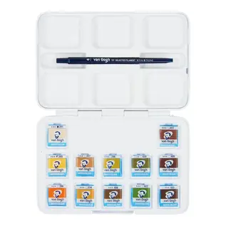 Van Gogh Aquarelverf pocket box natuurtinten met 12 kleuren in halve napjes