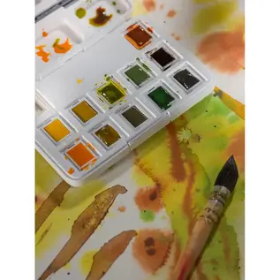 Van Gogh Aquarelverf pocket box natuurtinten met 12 kleuren in halve napjes