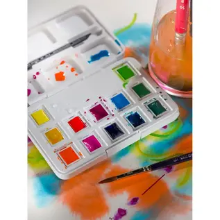 Van Gogh Aquarelverf pocket box felle tinten met 12 kleuren in halve napjes