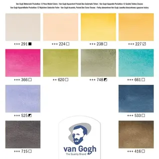 Van Gogh Aquarelverf pocket box gedempte tinten met 12 kleuren in halve napjes