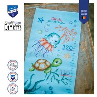 Telpakket borduurkit Groeimeter Zeedieren