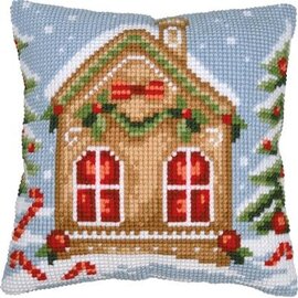 Kruissteekkussen kit Gingerbread house