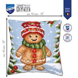 Kruissteekkussen kit Gingerbread guy
