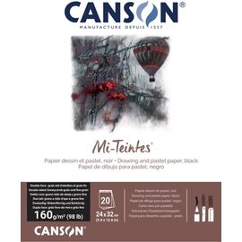 CANSON tekenpapier Mi-Teintes 24 x 32 cm zwart 160gr. 20 vel.
