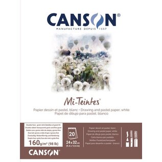 CANSON tekenpapier Mi-Teintes, 240 x 320 mm, wit 160gr. 20 vellen
