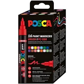 Posca PC-5BR Brushmarker Set 16 stuks