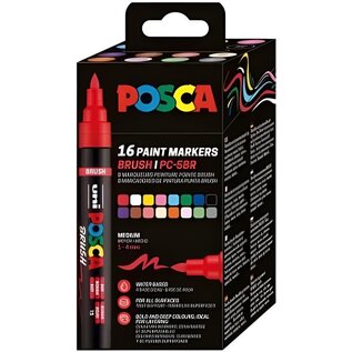 Posca PC-5BR Brushmarker Set 16 stuks