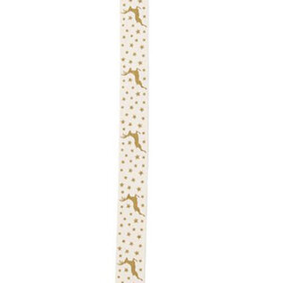 Kerstlint, Rendier goud 15mm x 5m