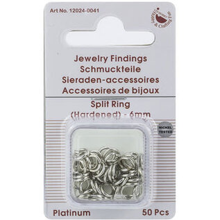 Split ring gehard zilverkleur 6 mm 50 ST