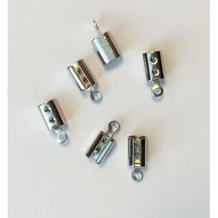 Koordsluiting groot, Platina 7x5mm - 6st.
