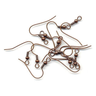 Oorhaak vishaak, antiek koper 12st.