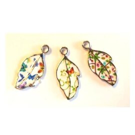 Metalen bedels, bladeren 10x22mm 3st.