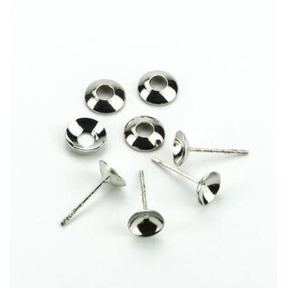 Oorbellenset, platina  7mm 2 paar