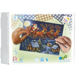 Pixelhobby - Kerstman met rendier 4 basisplaten +/-100 pixelmatjes