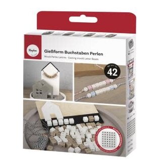 Silicone gietmal Letterkralen, incl. cijfers, 42 kralen, 10x10mm