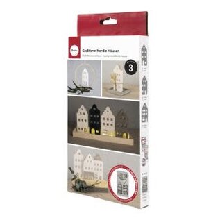 Silicone gietmal Nordic huizen, 14,5x26x1,7cm, 3 vormen, 1st.