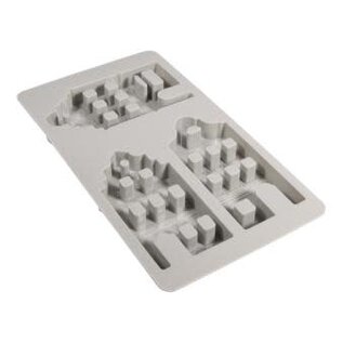 Silicone gietmal Nordic huizen, 14,5x26x1,7cm, 3 vormen, 1st.