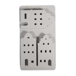Silicone gietmal Nordic huizen, 14,5x26x1,7cm, 3 vormen, 1st.