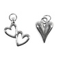 Metalen Charms Hart + Duohart, 11x16+10x18mm, ring 5mm, 2st.,