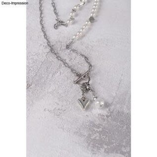 Metalen Charms Hart + Duohart, 11x16+10x18mm, ring 5mm, 2st.,