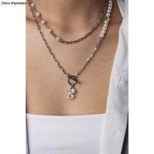 Metalen Charms Hart + Duohart, 11x16+10x18mm, ring 5mm, 2st.,