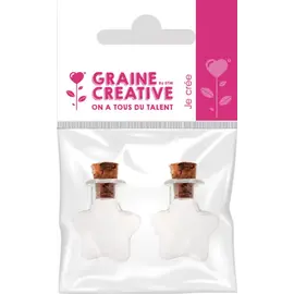 Stervormige mini flessen/flesjes met kurken stop (2 stuks)