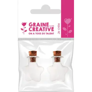 Stervormige mini flessen/flesjes met kurken stop (2 stuks)