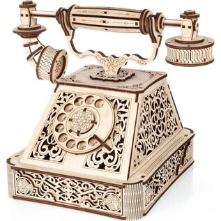 Eco Wood Art (EWA) 3D Houten Puzzel, Retro Telephone, 21,2x22x27,8cm