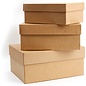 In elkaar passende rechthoekige dozen van papier-maché (3-delig)