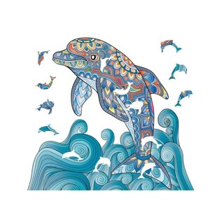 Houten Legpuzzel logica Giochi Mandala  Dolfijn/ Dolphin, 28,4×26 cm