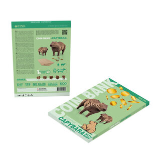 Eco Wood Art (EWA) 3D Houten Bouwset Spaarpot Capybara, 19,3×7,2x12cm