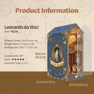 DIY Book Nook, Leonardo da Vinci, 19,0×10,8×26,9cm