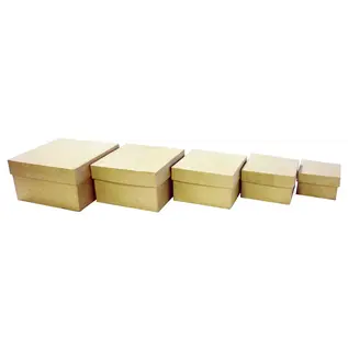Vierkante nestkastjes van papier-maché (x5)