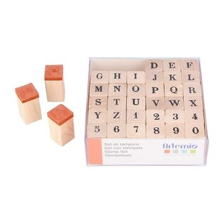 Set stempels alfabet - 1,5 cm - hout -