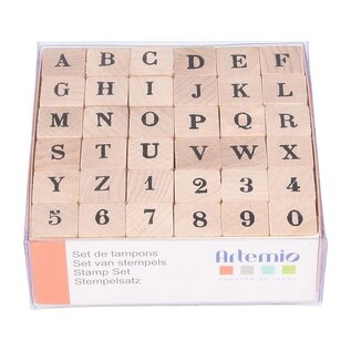 Set stempels alfabet - 1,5 cm - hout -