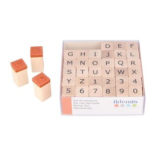 Set stempels alfabet - 1,5 cm - hout -
