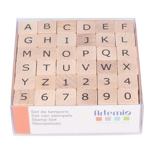 Set stempels alfabet - 1,5 cm - hout -