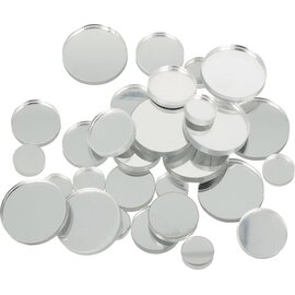 36 cirkelvormige spiegeltjes 1/1,5/2cm