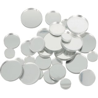 36 cirkelvormige spiegeltjes 1/1,5/2cm