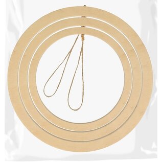 3 houten cirkels 10 cm, 12 cm en 14 cm