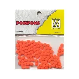Nellie's Choice  Mini pompoms Neon Oranje 100 ST 3mm