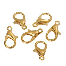 Karabijnsluiting 14mm 1st. goud