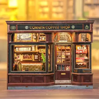 3D DIY Huisje, Corner Coffee Shop, 21x13x17cm