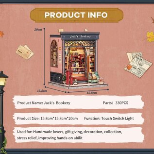 , 3D DIY Huisje, Jack’s Bookery, , 15,8×15,8x20cm