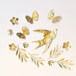 3 vellen licht goudkleurig embossing alu 20 x 20 cm