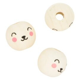 10 houten kralen gezicht 2 cm