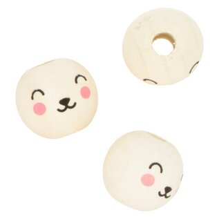 10 houten kralen gezicht 2 cm