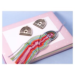 3 houten houders 5x5 cm macramé