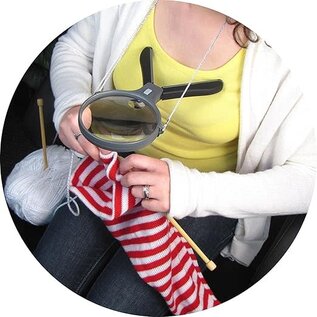 Carson Split handvat loep, 2x vergroting, met gedeelde handgreep, ingebouwde kleine lens, 3,5-voudige vergroting, en ledverlichting