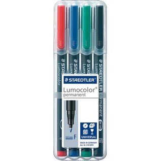 Staedtler: OHP-marker "Lumocolor" permanent, fijn 0.6mm, box met 4 kleuren